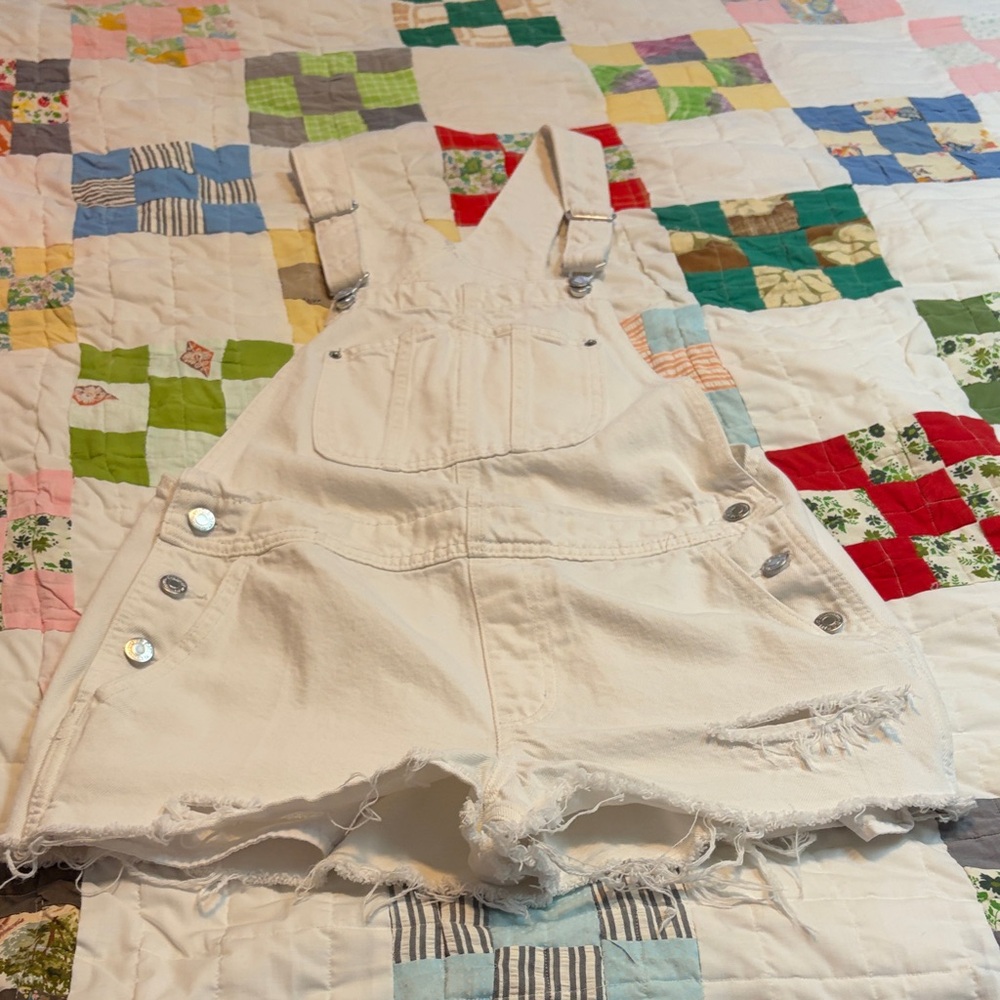 White Denim Overalls with Adjustable Straps